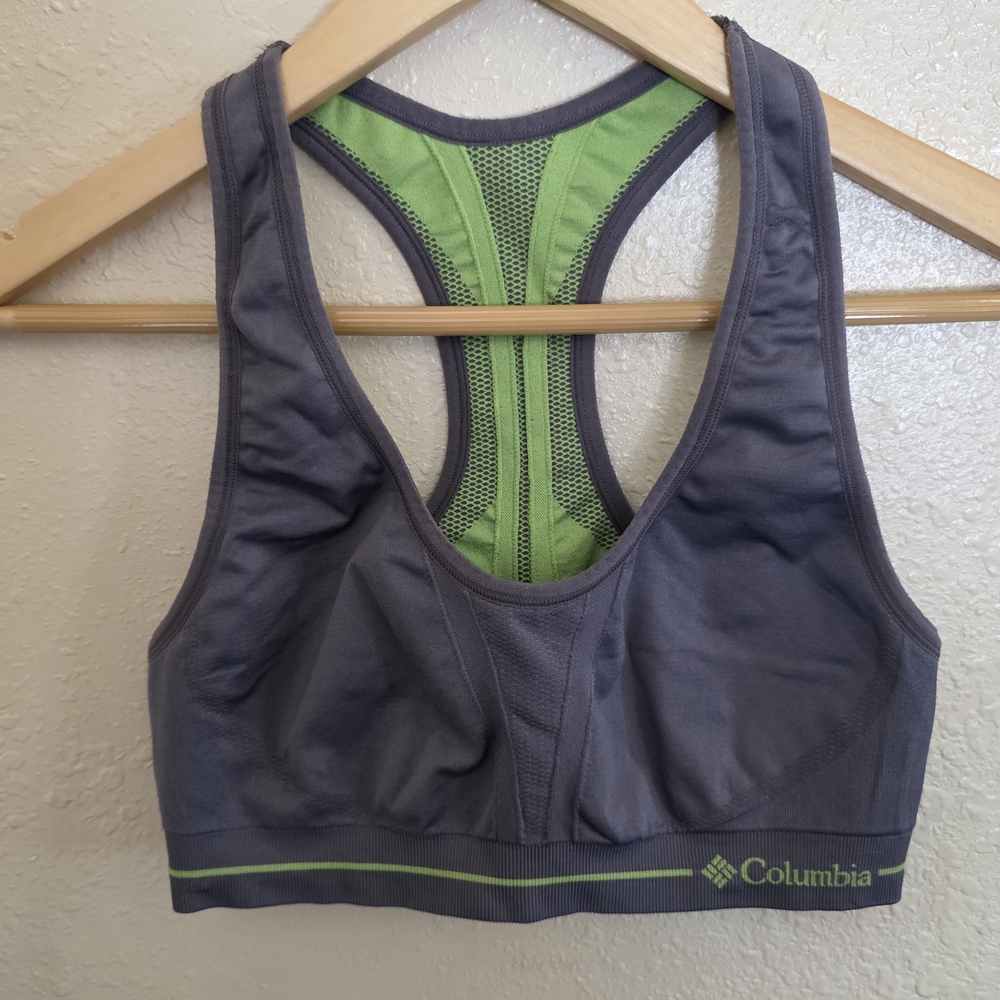 Columbia Women's Charcoal and Lime Sports Bra